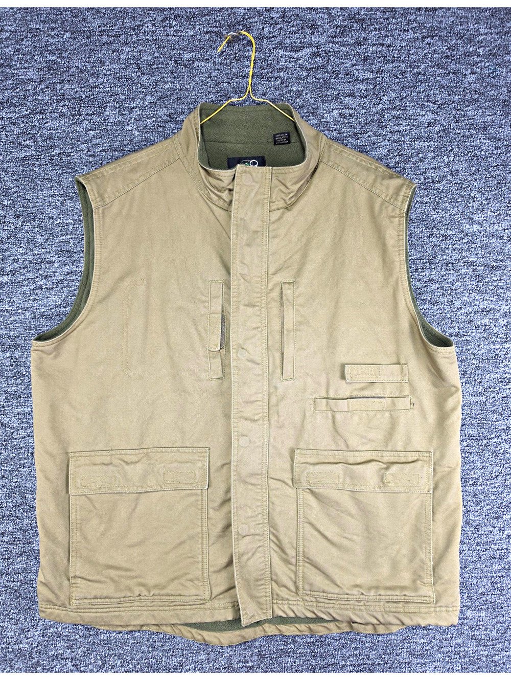 RedHead Men's Tan Fleece Lined Utility Vest Full Zip Stand-Up Collar XL
